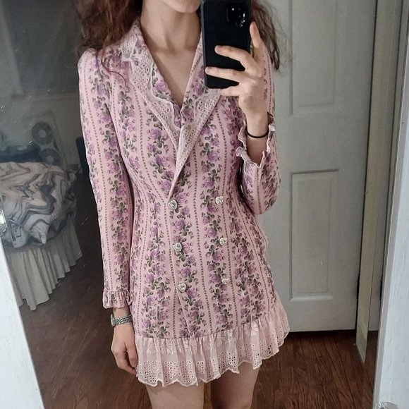 LoveShackFancy Dresses & Skirts - LoveShackFancy Pink Floral Mini Dress